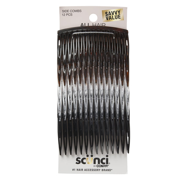 Scunci Plastic Side Hair Combs, Multicolor, 12 Count