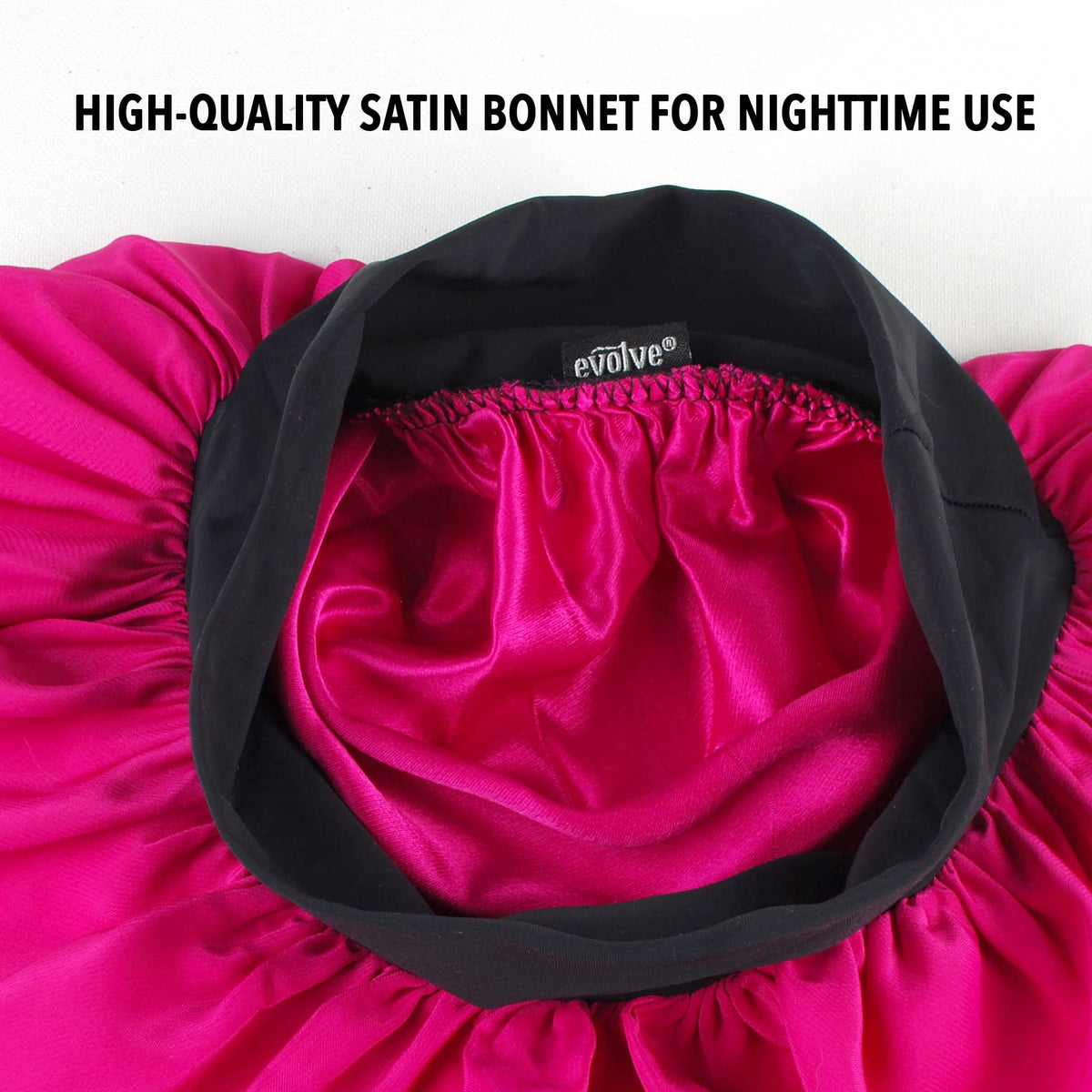 Evolve Satin Wide-Edge Bonnet for Evening Protection, Fuchsia, Single Pack