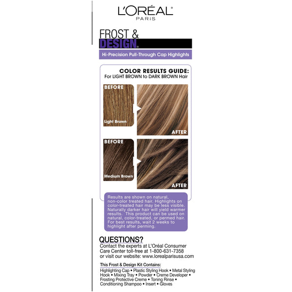 L'Oreal Paris Frost and Design Cap Hair Highlights For Long Hair, H65 Caramel, 1 kit