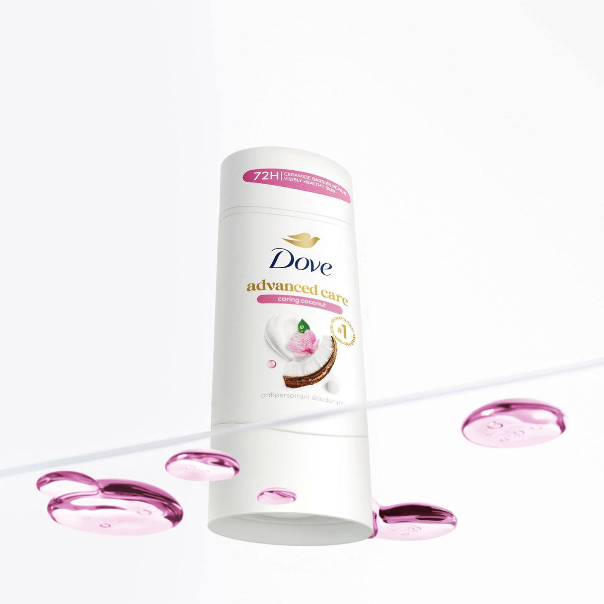 Dove Advanced Care Antiperspirant Deodorant Stick for Helping Repair Skin Barrier After Shaving, Caring Coconut with 72-Hour Sweat & Odor Protection
