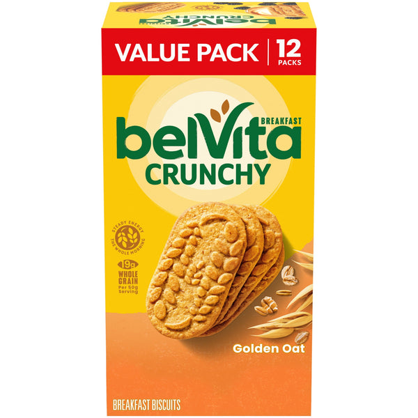 belVita Breakfast Bars Biscuits, Golden Oat, Value Pack, 12 Packs (4 Biscuits Per Pack)
