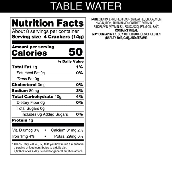 Carr's Original Table Water Crackers, Baked Snack Crackers, 4.25 oz
