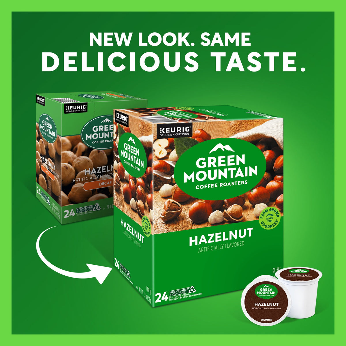 Green Mountain Coffee Hazelnut Flavored K-Cup Pods, Light Roast, 24 Count for Keurig Brewers