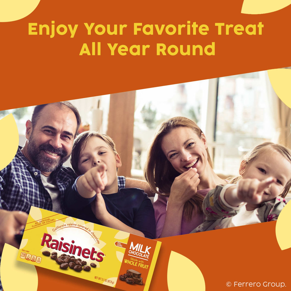Raisinets Milk Chocolate Covered Raisins, Gluten-free California Movie Theater Candy Box, 2.8 oz