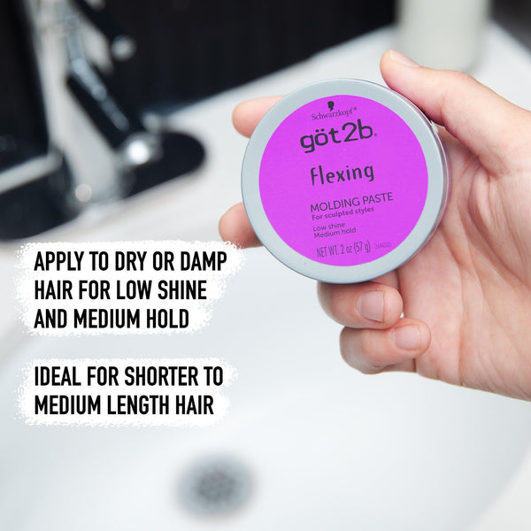 got2b Flexing Molding Paste, Medium Hold Hair Styling for Men & Women, 2 oz
