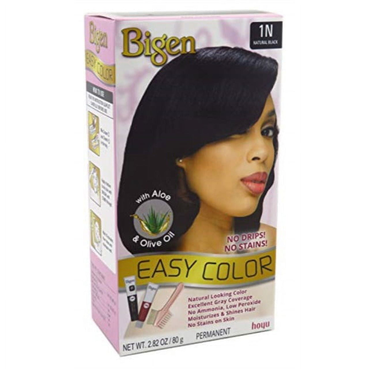 Bigen Easy Color Permanent Hair Dye with Aloe and Olive Oil, Natural Black, 2.82 oz., Unisex, Adult