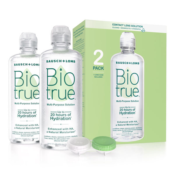 Biotrue Multi-Purpose Contact Lens Solution & Cleaner w/ Lens Case, 10 fl oz, 2 Pack