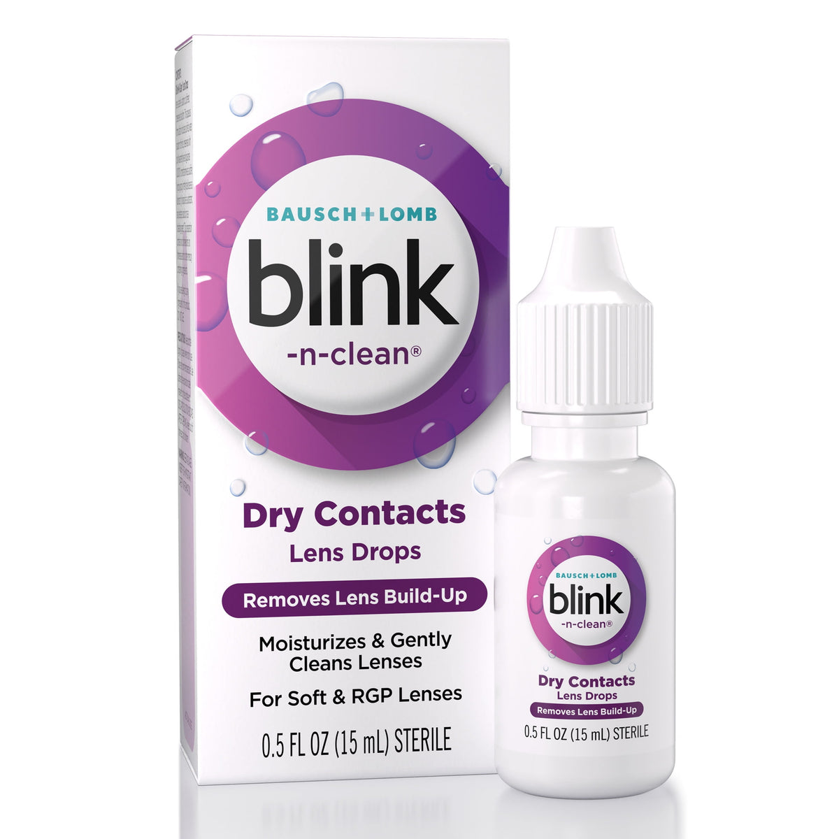 Blink-N-Clean Rewetting Eye Drops for Contact Lenses, Lubricant & Moisturizing, 0.5 floz