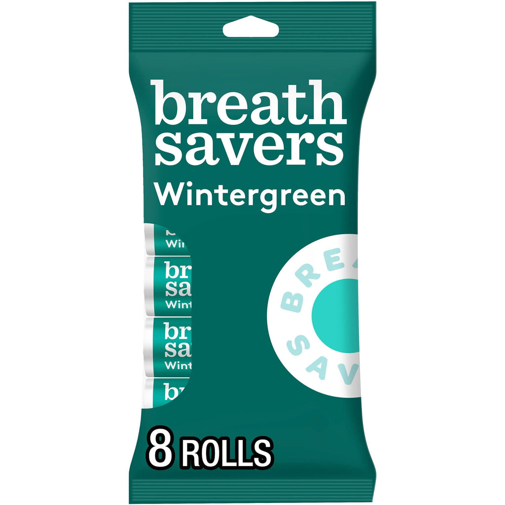 Breath Savers Wintergreen Flavored Sugar Free Breath Mints, Rolls 0.75 oz, 8 Count