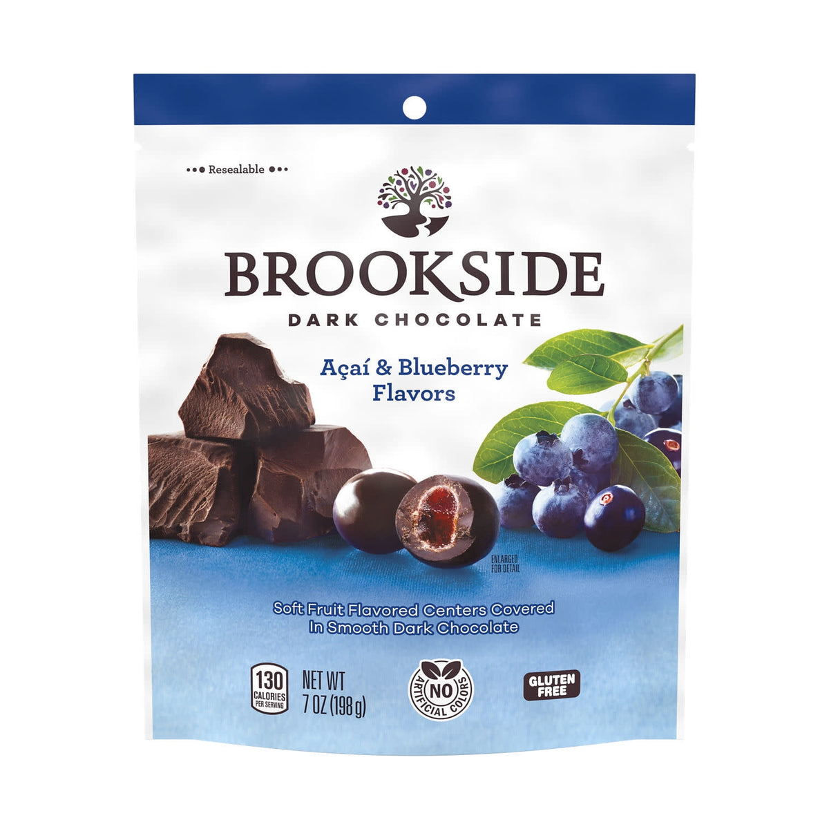 Brookside Dark Chocolate, Acai and Blueberry Flavored Snacking Chocolate, Bag 7 oz