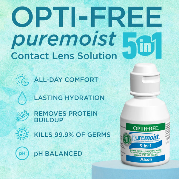 OPTI-FREE Puremoist Multi-Purpose Disinfecting Contact Lens Solution, 2 fl oz