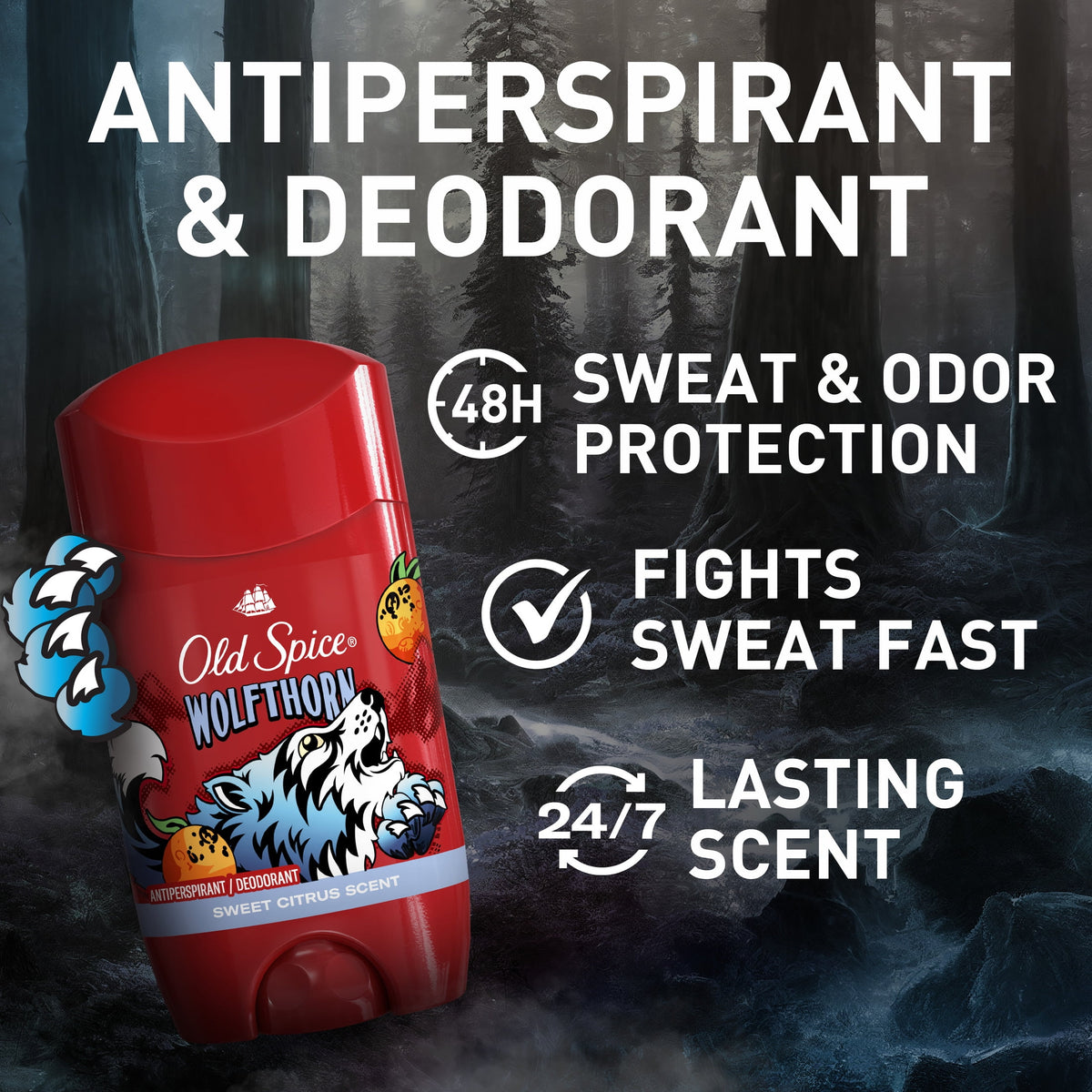Old Spice Antiperspirant Deodorant for Men, Wolfthorn, 3.4 oz