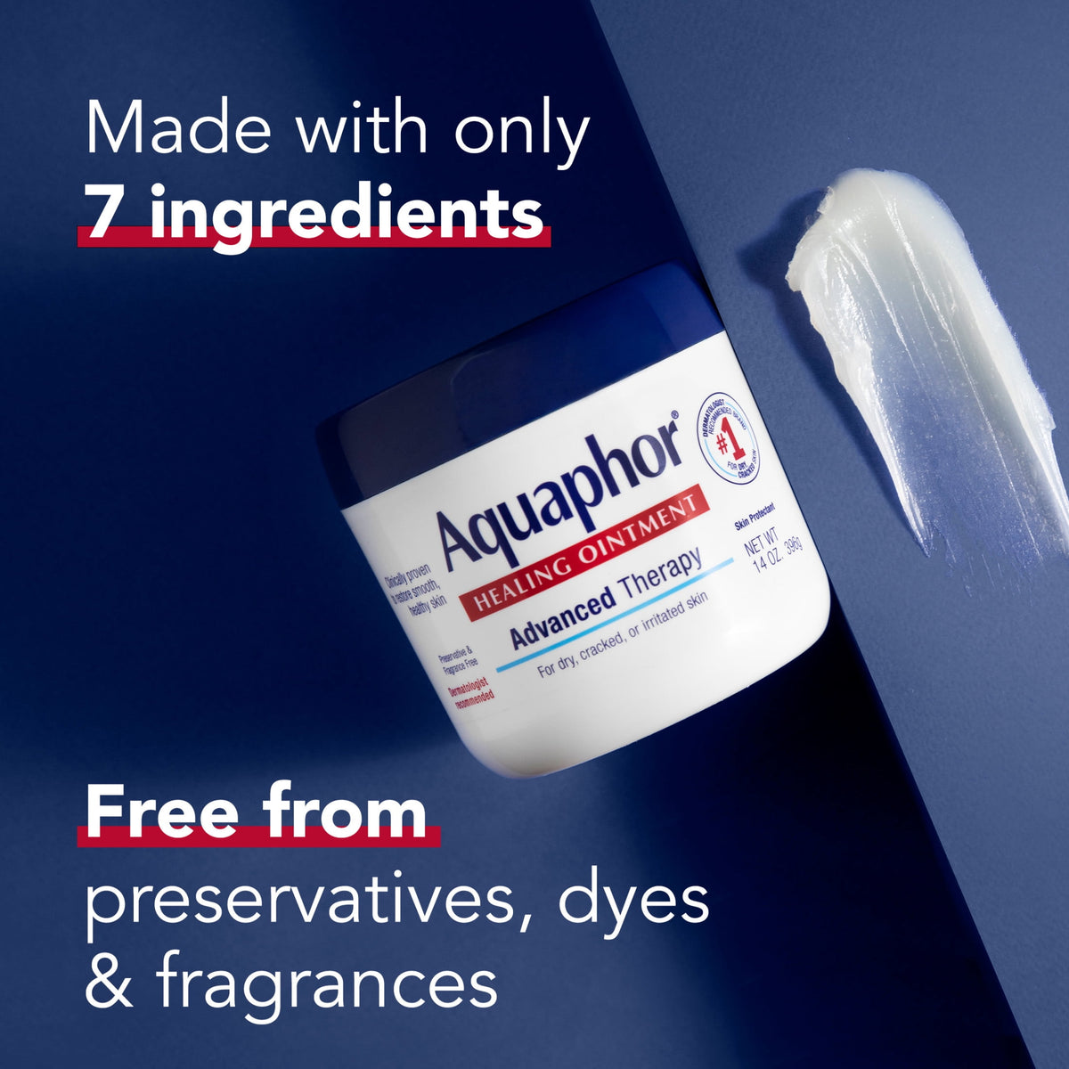 Aquaphor Healing Ointment Skin Protectant for Dry, Cracked, Irritated Skin, Fragrance Free, 14 oz
