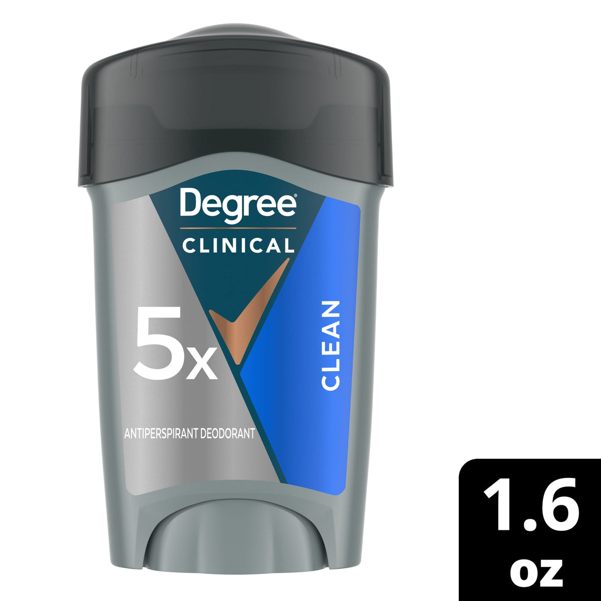 Degree Men Clinical Strength Antiperspirant Deodorant 96-Hour Sweat and Odor Protection Clean Soft Solid 5x Types of Sweat, 1.6 oz