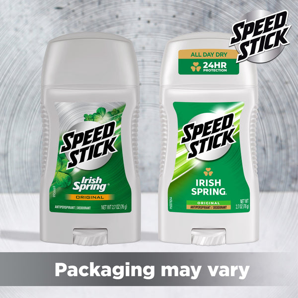 Speed Stick Irish Spring Antiperspirant Deodorant, Original, 2.7 oz, Twin Pack