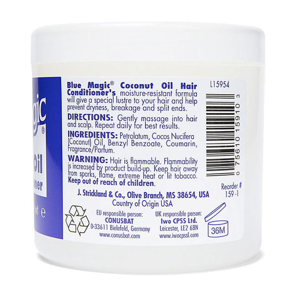 Blue Magic Coconut Oil Hair Conditioner 12 oz for Dry Hair - Repairs Split Ends and Moisturizes