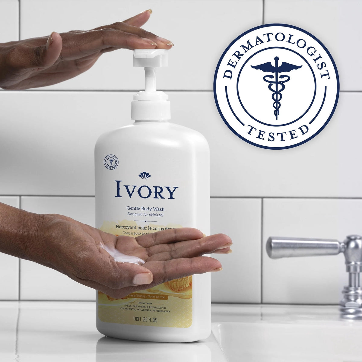 Ivory Mild & Gentle Body Wash, Milk & Honey Scent, for All Skin Types, 35 fl oz