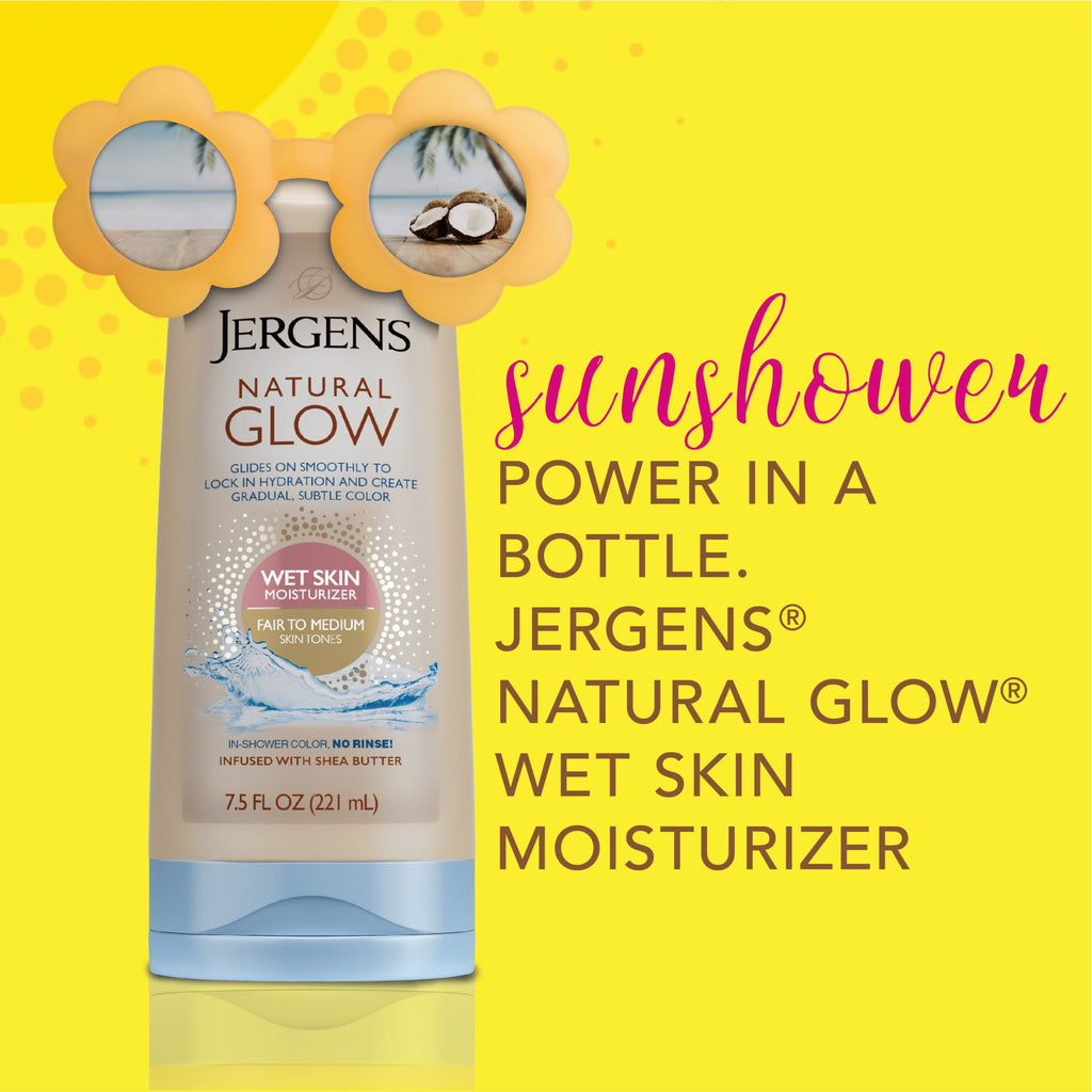 Jergens Natural Glow Wet Skin Moisturizer In-Shower Self Tanner Fair to Medium Skin 7.5 fl oz