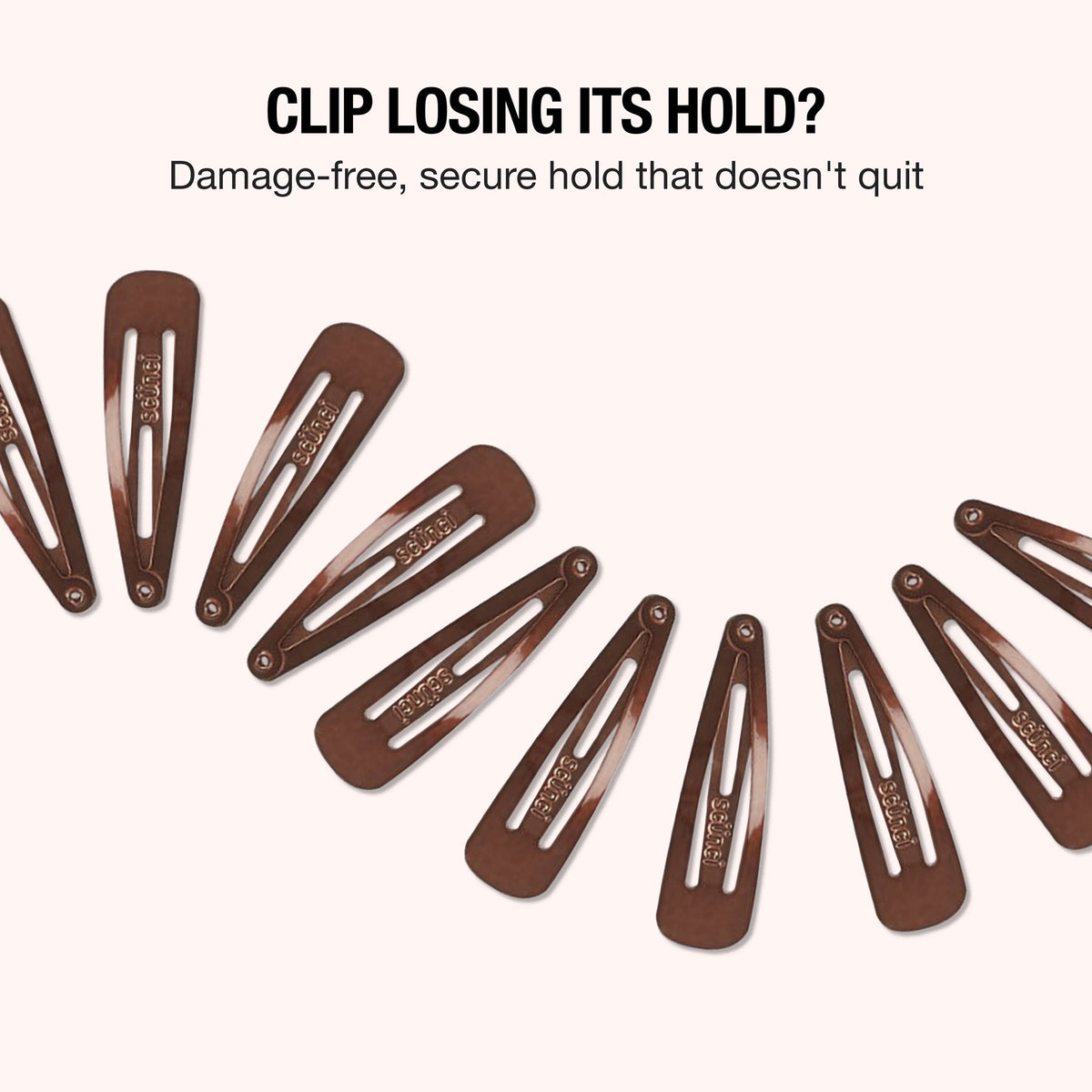 Scunci Metal Snap Hair Clips, Brown, 12 Count