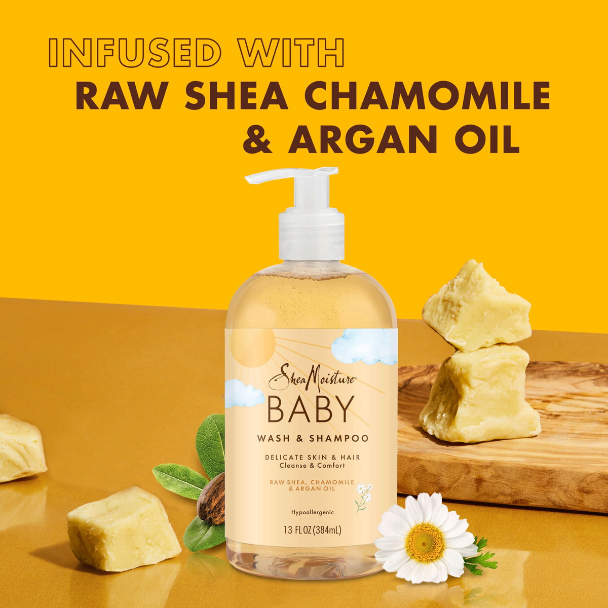 SheaMoisture Baby Wash & Shampoo For All Skin Types Raw Shea, Chamomile & Argan Oil Baby Wash And Shampoo With Frankincense & Myrrh To Help Cleanse