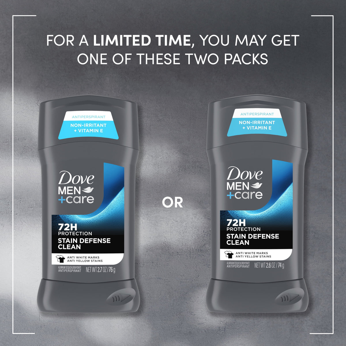 Dove Men+Care Deodorant Stick For Men, Anti-White Marks & Anti-Yellow Stains Stain Defense Clean With 72-hour Sweat And Odor Protection, 2.6 oz