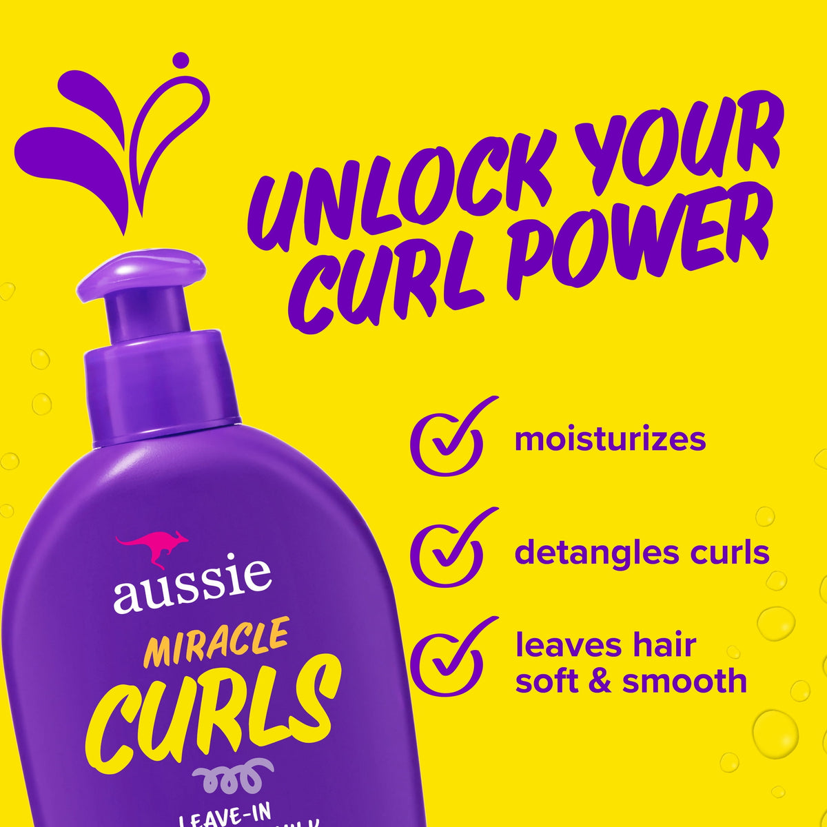 Aussie Miracle Curls Leave-in Detangling Milk, for Curly Hair Types Paraben Free, 6.7 fl oz