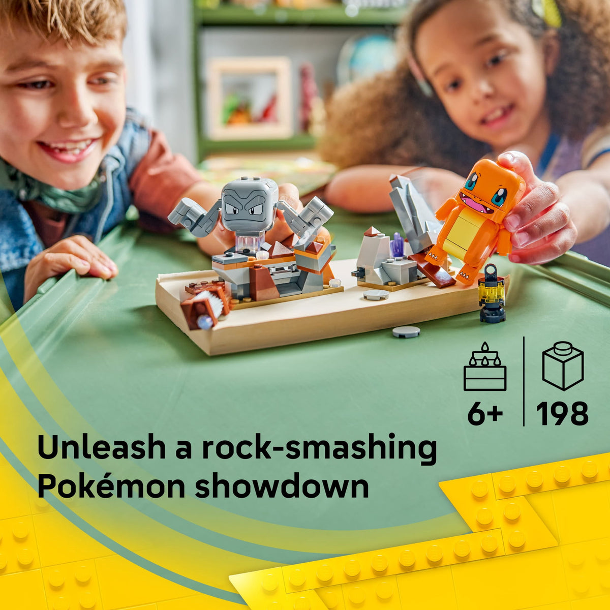LEGO Pokémon SMART Play Charmander and Geodude's Cavern Clash Building Set 72157 with 2 SMART Tags and 2 Figures, Ages 6+