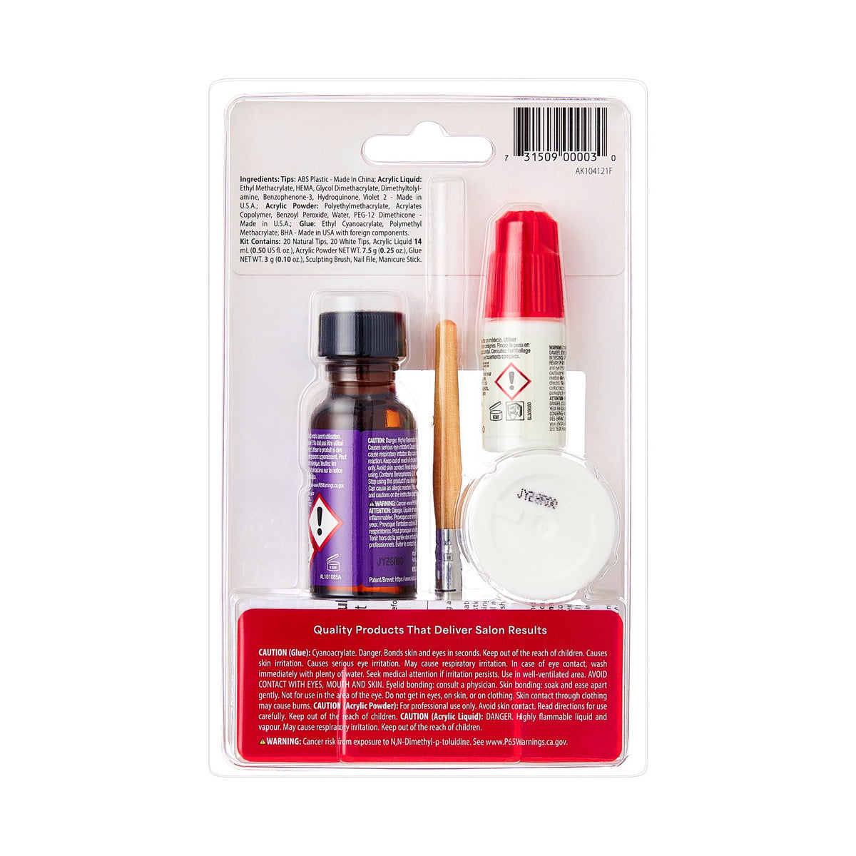 Kiss Professional French Acrylic Sculpture Kit, Long Squoval Press-On Nails, White, 40 Pieces