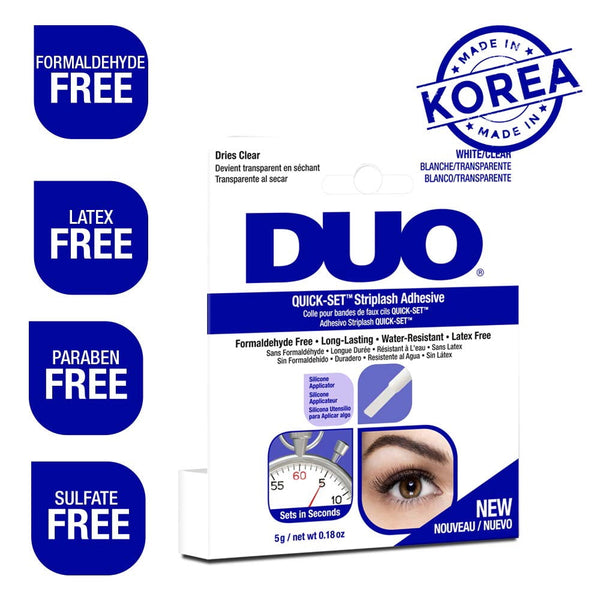 DUO Quick-Set Strip Lash Adhesive - White/Clear, Latex-Free, Water-Resistant, Long-Lasting, Lash Glue, 0.18 oz
