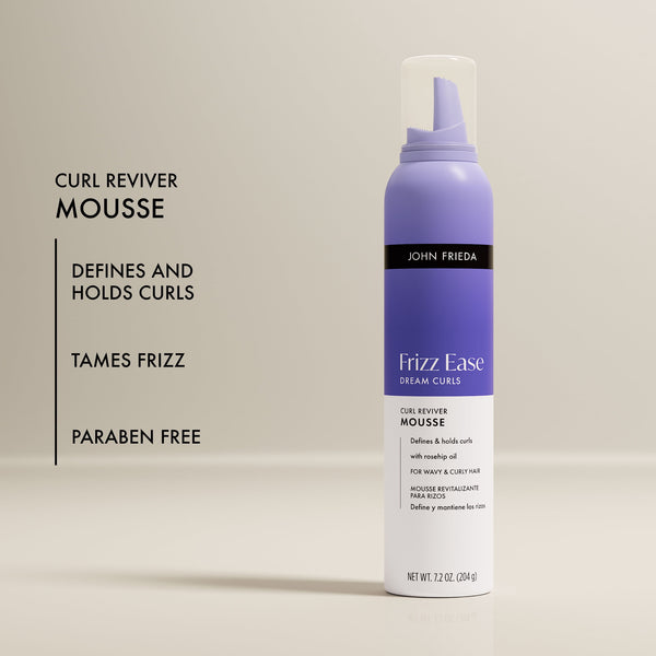John Frieda Frizz Ease Dream Curls Curl Reviver Mousse, Anti Frizz Hair Mousse for Curly Hair, 7.2 oz