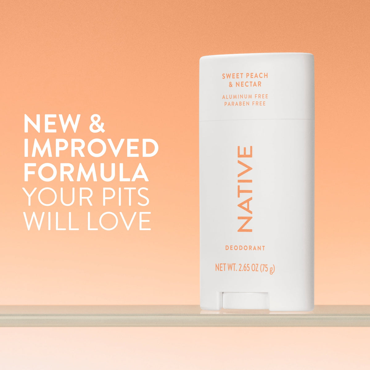Native Deodorant for Women, Aluminum Free, Solid Deodorant Stick, Sweet Peach & Nectar, 2.65 oz