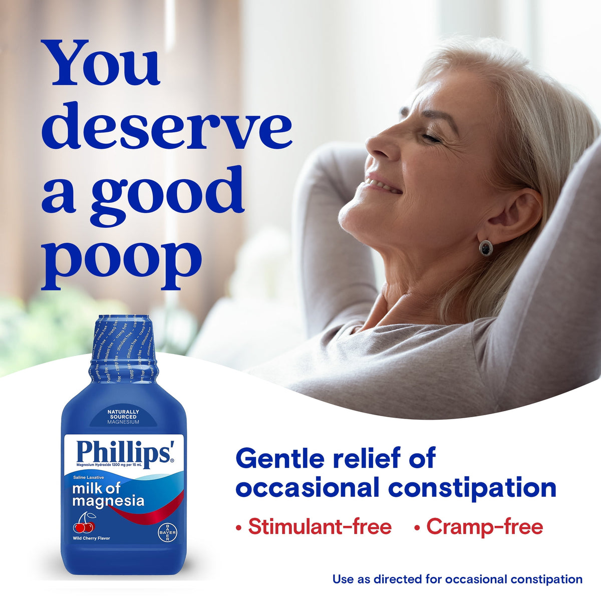 Phillips' Wild Cherry Milk of Magnesia Liquid Magnesium Laxative, 12 oz