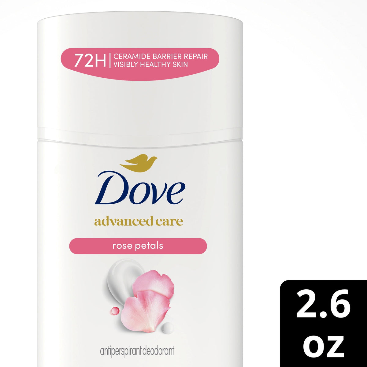 Dove Advanced Care Antiperspirant Deodorant Stick For Soft, Resilient Skin After Shaving, Rose Petals With 72-Hour Sweat & Odor Protection, 2.6 oz