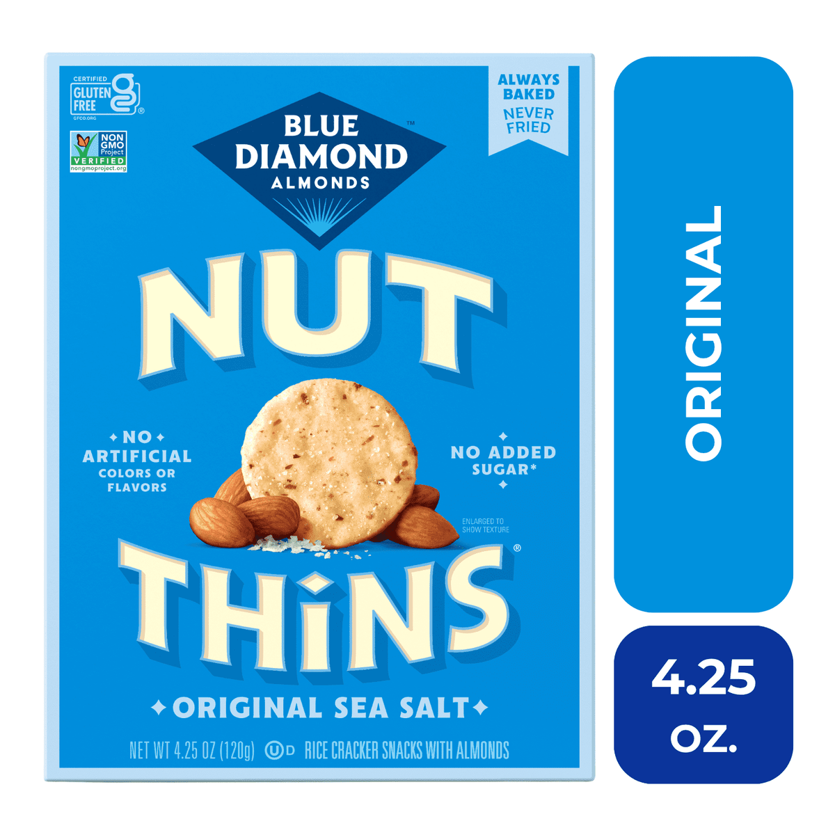 Blue Diamond Almonds, Gluten Free Almond Flavored Nut-Thins Snack Crackers,  4.25 oz. Box
