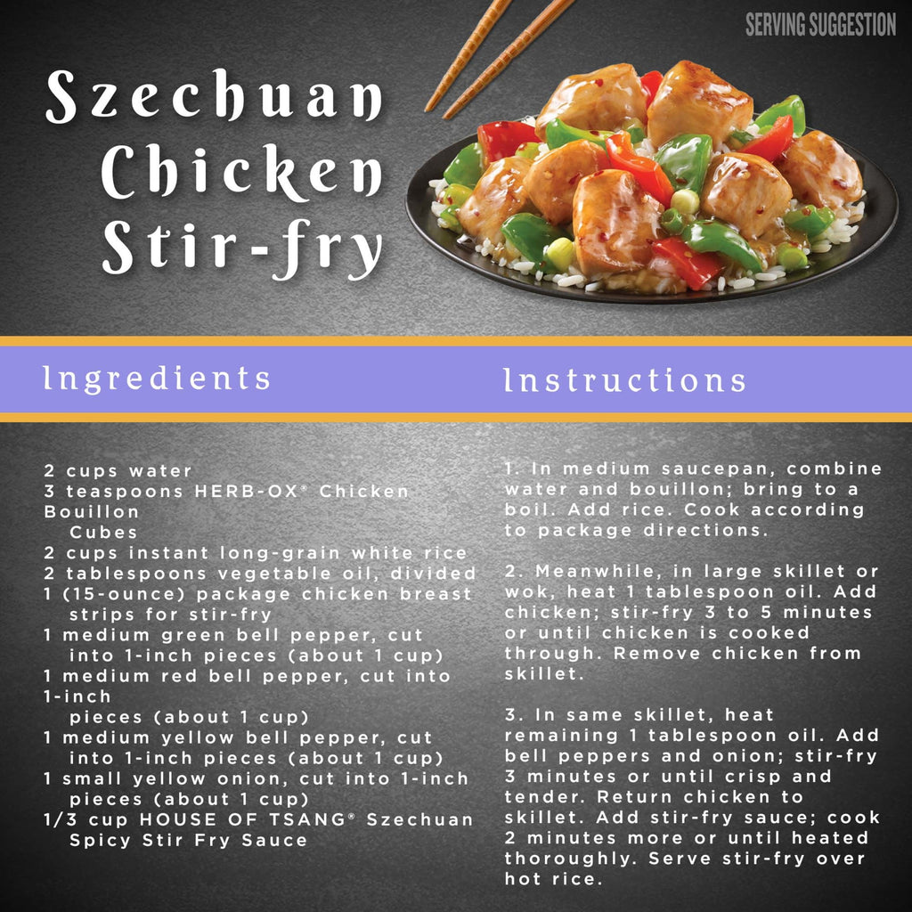 HOUSE OF TSANG Spicy Szechuan Stir-Fry Sauce, Shelf Stable, 11.5 oz Glass Bottle