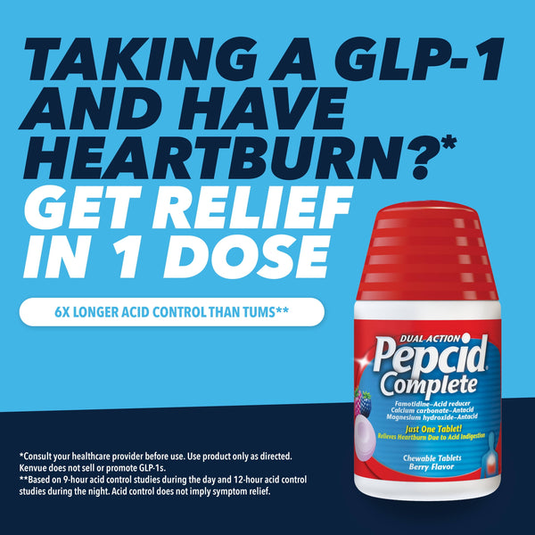 Pepcid Complete Acid Reducer + Antacid Chews, Berry, 25 Count