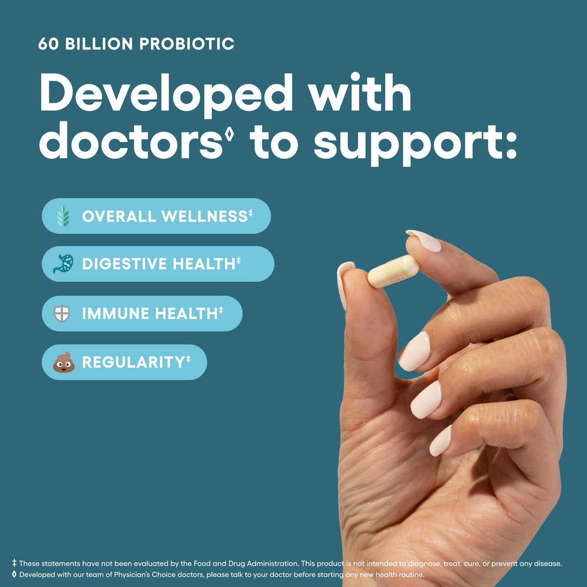 Physician’s Choice 60 Billion Probiotic, for Women & Men, 60 Count, Digestive & Gut Health