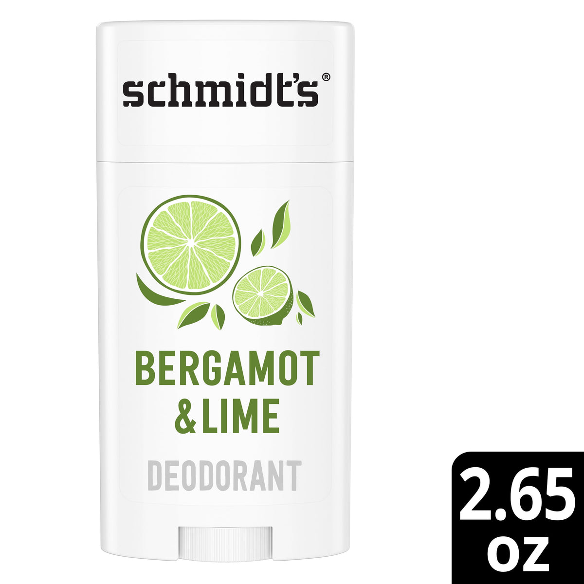 Schmidt's Bergamot & Lime Aluminum-Free Vegan Deodorant, 2.65 oz