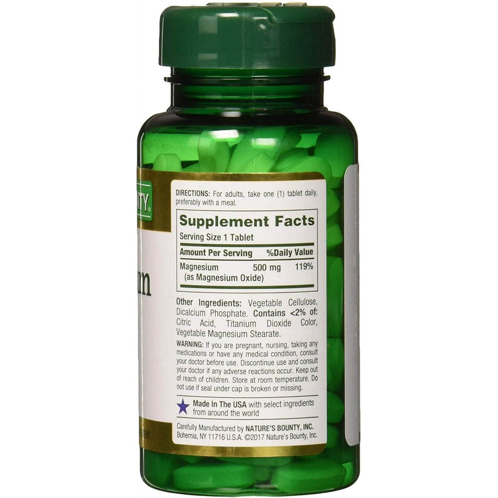 Nature's Bounty Magnesium, 500 mg, Tablets, 100 ea - OTC Shoppe Express
