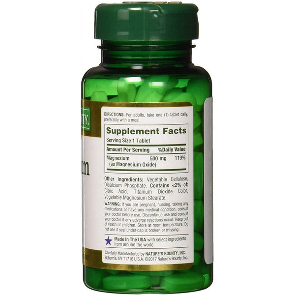 Nature's Bounty Magnesium, 500 mg, Tablets, 100 ea - OTC Shoppe Express