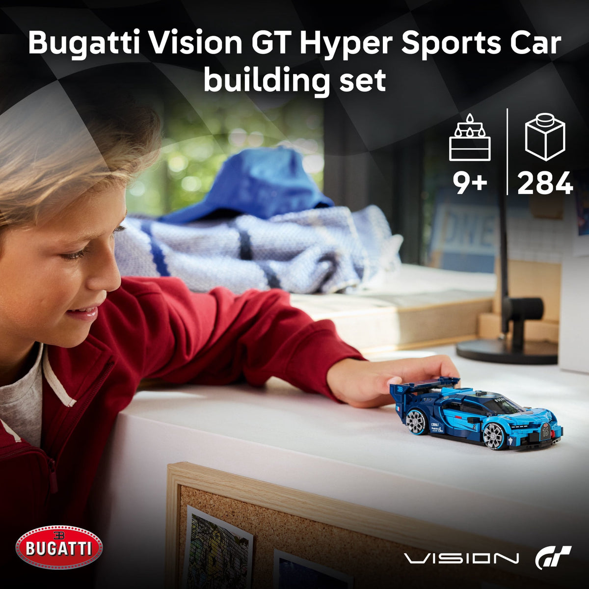 LEGO Speed Champions Bugatti Vision Gran Turismo Hyper Sports Car Building Set 77253 with Driver Minifigure, Ages 9+