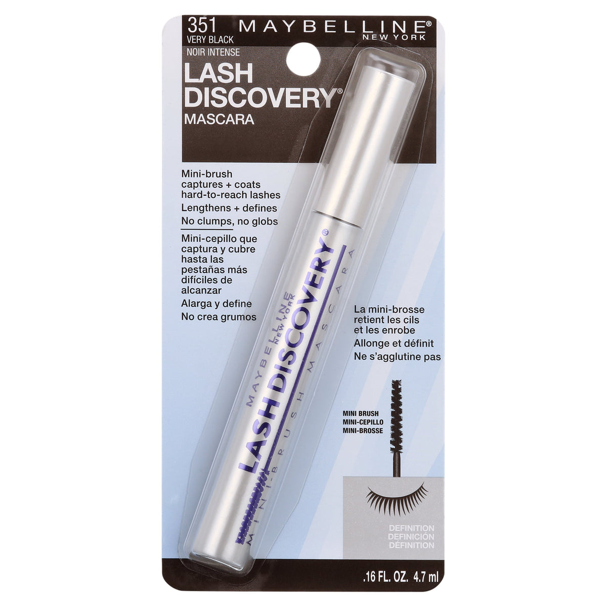 Maybelline Lash Discovery Mini-Brush Washable Mascara, Very Black