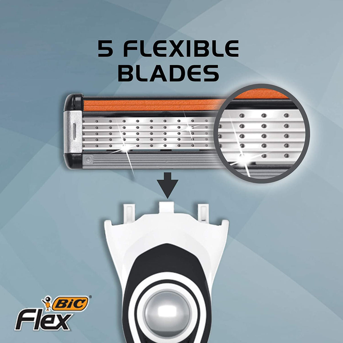 BIC Flex 5 Refillable Refill Razor Cartridges for Men, Long-Blade Razors for a Smooth and Comfortable Shave, 4 Refill Cartridges