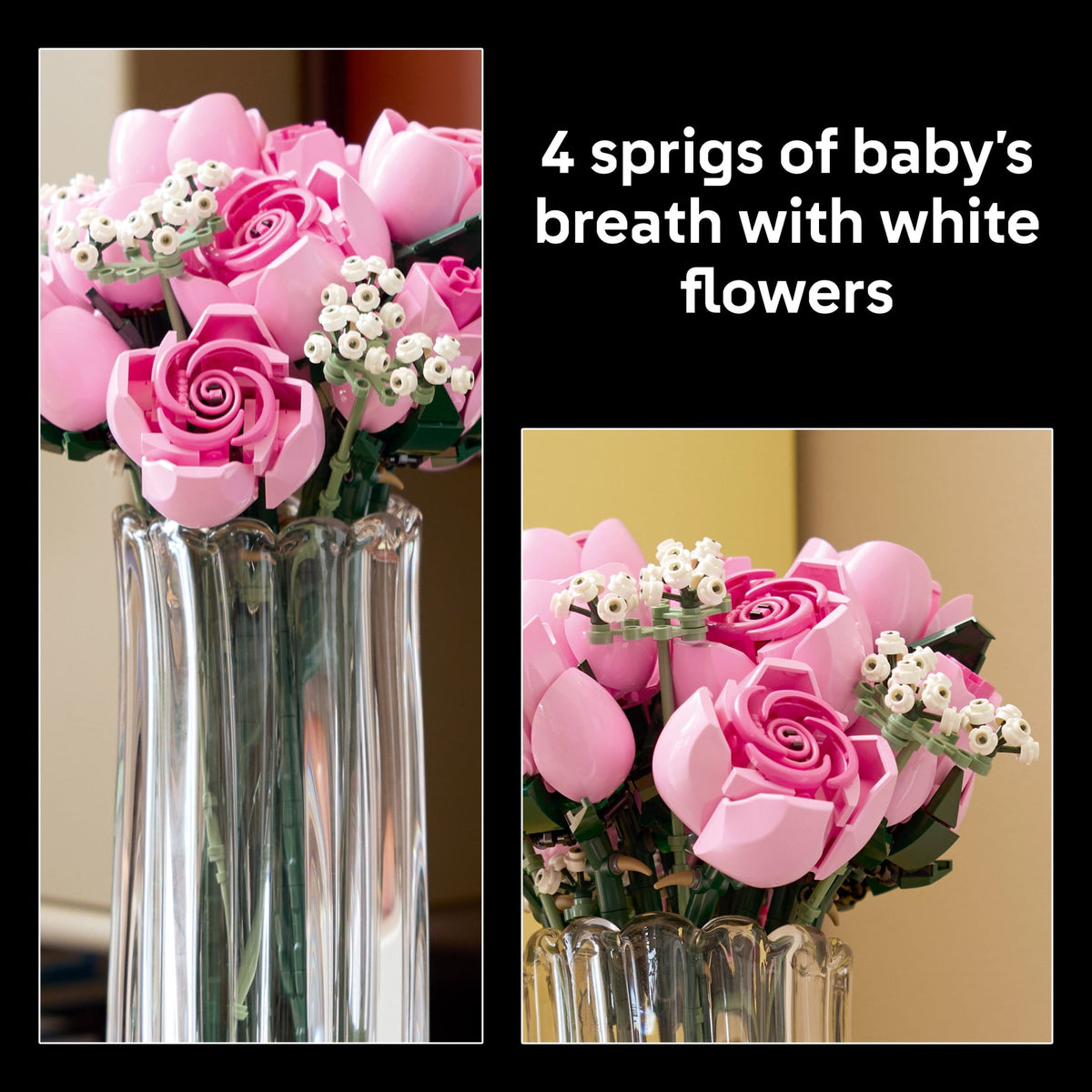 LEGO Botanicals Bouquet of Pink Roses Artificial Flowers Building Set 10374, Ages 18+