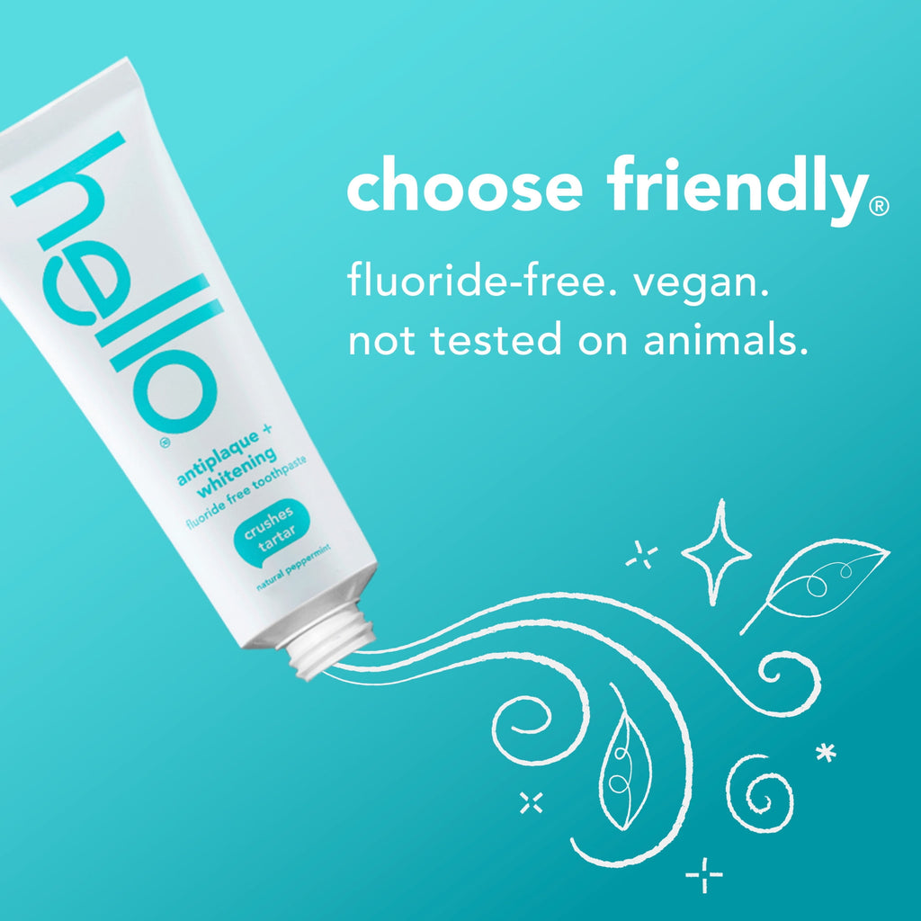 hello Antiplaque and Whitening Fluoride Free Toothpaste, Natural Peppermint, 2 Pack, 5 oz
