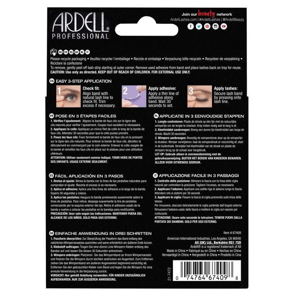 Ardell Faux Mink Wispies False Eyelashes, Medium Volume Wispy Lashes, Black, 4 Pairs