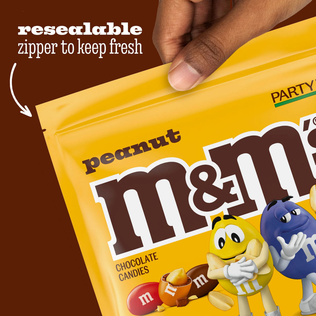 M&M'S Peanut Chocolate Movie Night Candy, Party Size Bag, 38 oz
