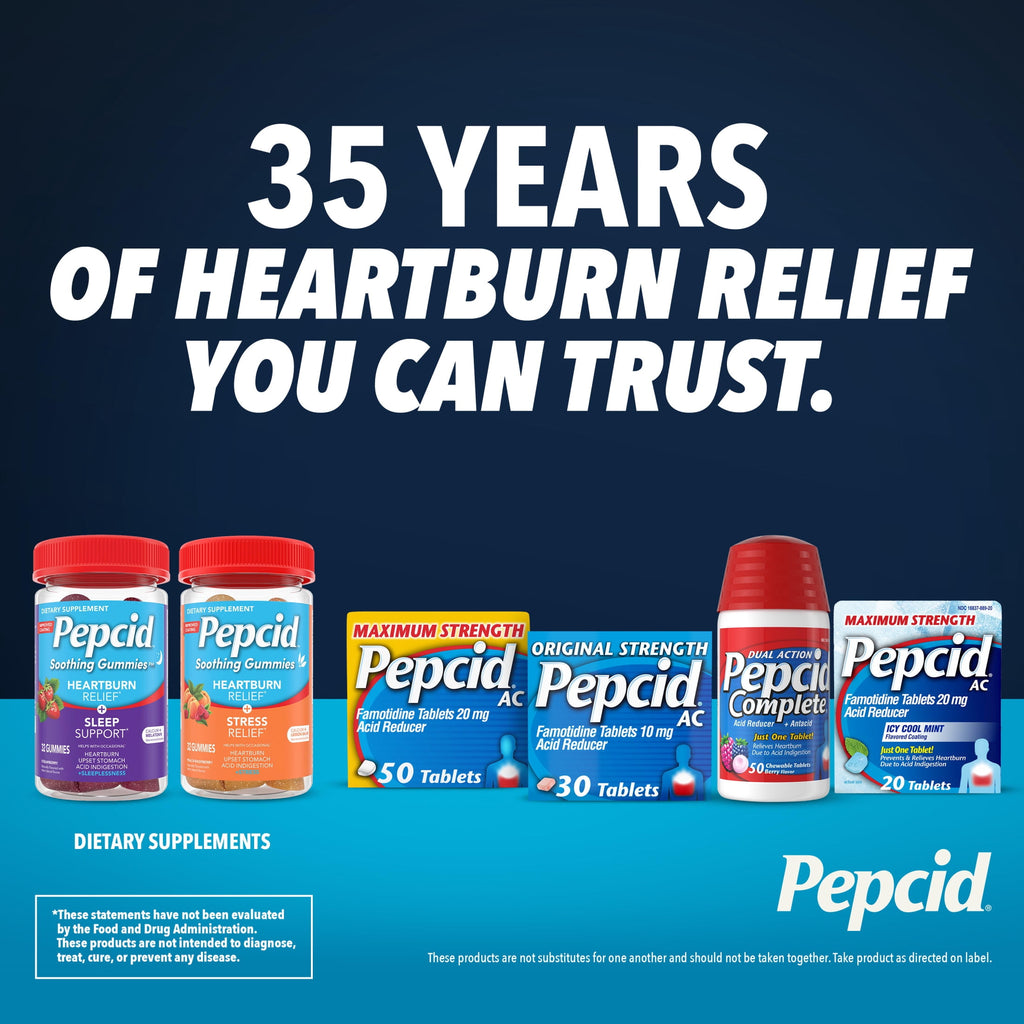 Pepcid AC Original Strength Heartburn Medicine, 10mg Famotidine, 30 Count