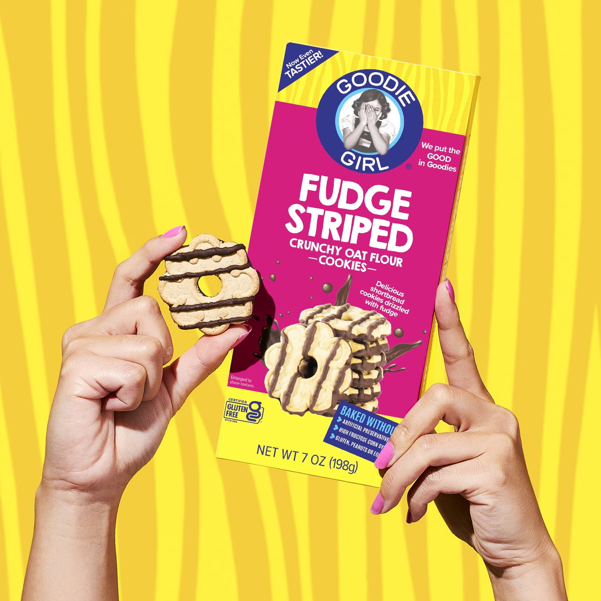 Goodie Girl Cookies Gluten Free Baked Fudge Striped Cookies, Shelf-Stable, 7 oz