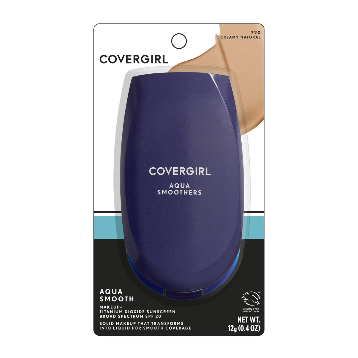 COVERGIRL Smoothers AquaSmooth Compact Foundation with SPF 20, Creamy Natural 720, 0.4 oz